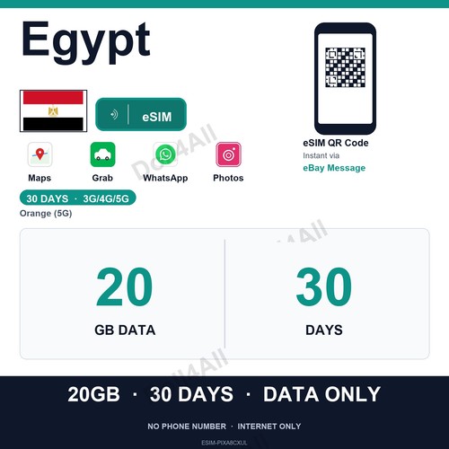 Egypt esim 20gb - 20gb, instant
